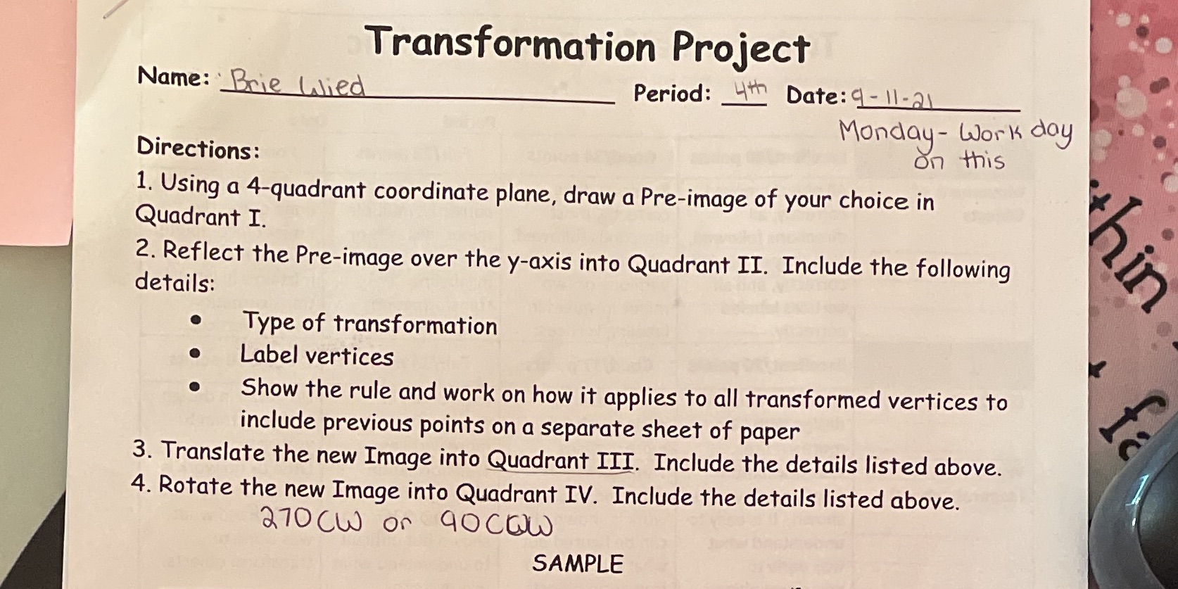 Transformation Project Name: Brie Wied Period: