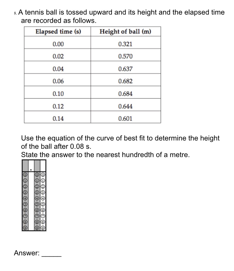 3A tennis ball is tossed upward and its height