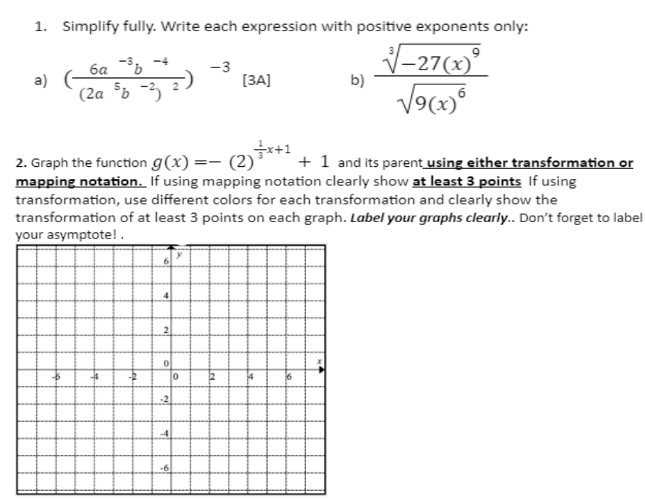 Please answer all questions and show your work