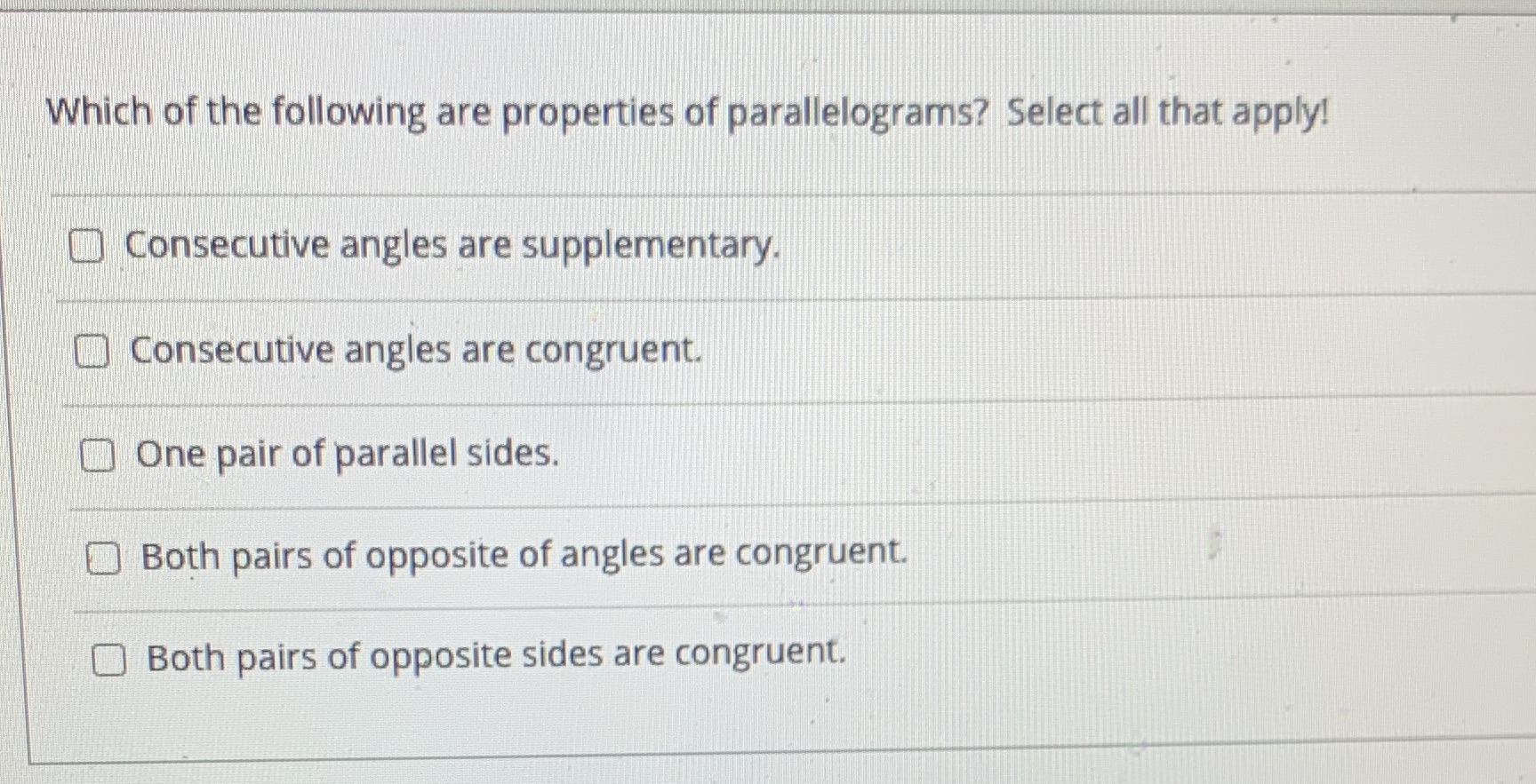 Help me please!! Which of the following are