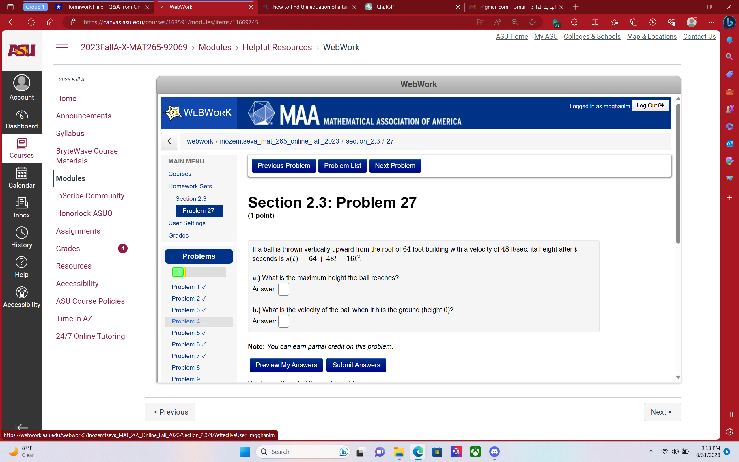 Group 1 Homework Help - Q&A from Onl x WebWork x