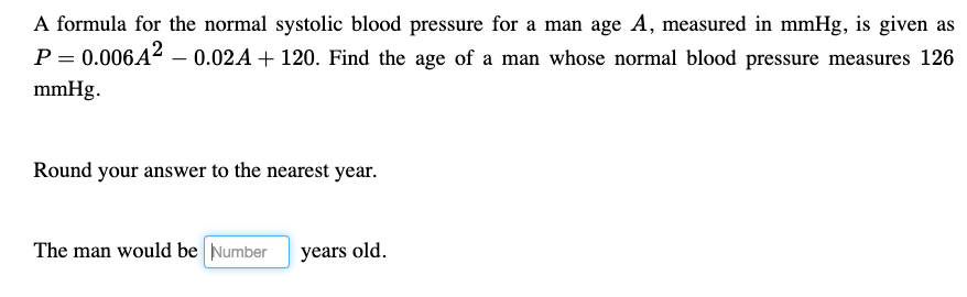 A formula for the normal systolic blood pressure