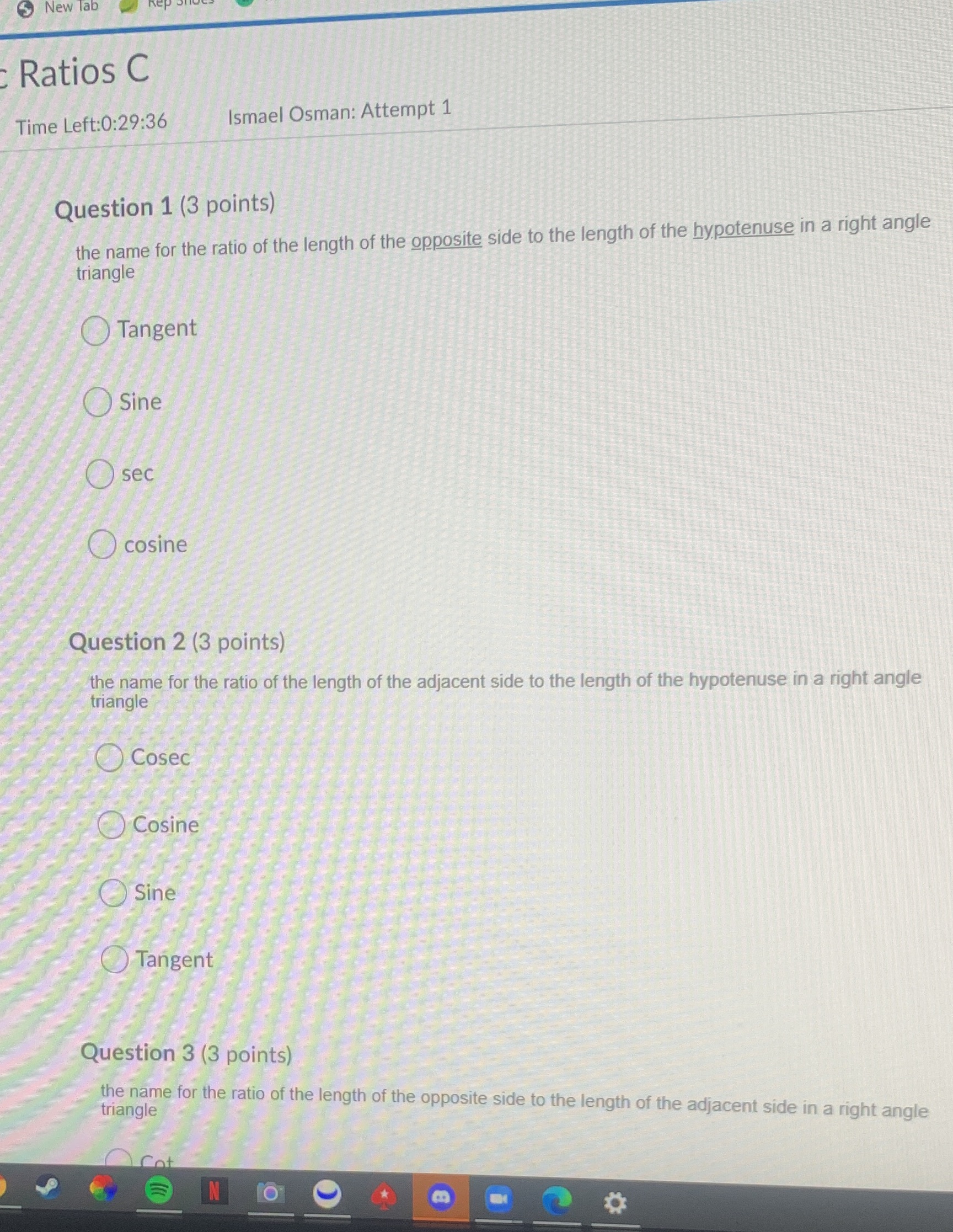 New Tab Ratios C Time Left:0:29:36 Ismael Osman: