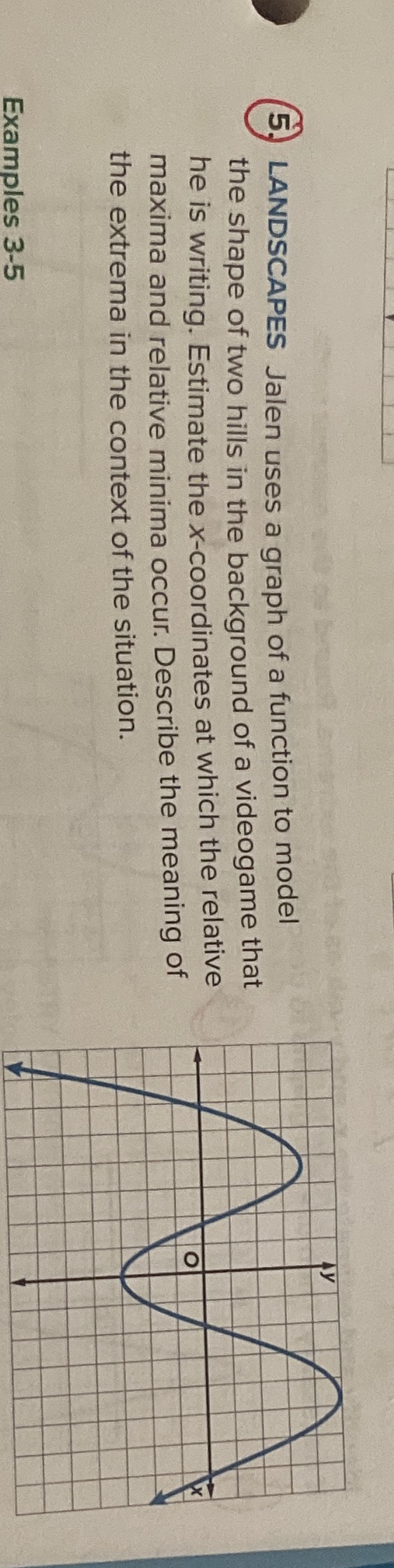 LANDSCAPES Jalen uses a graph of a function to