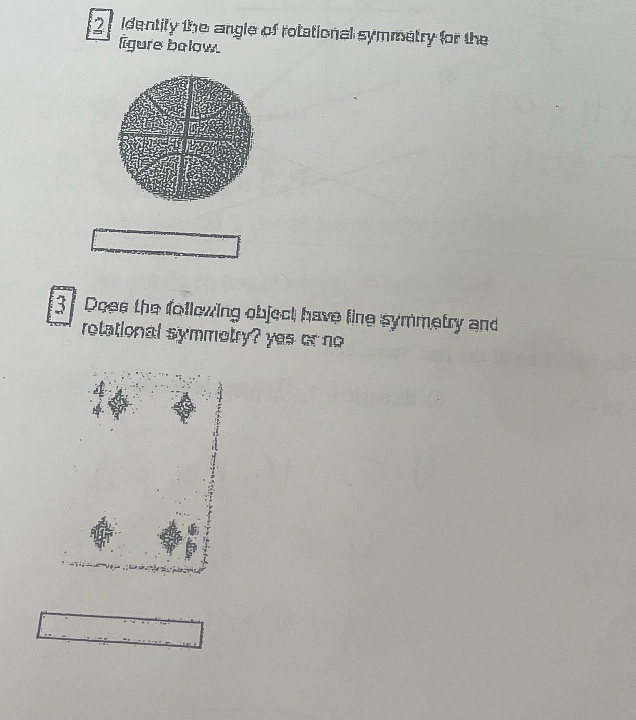Identity the angle of rotational symmetry for the