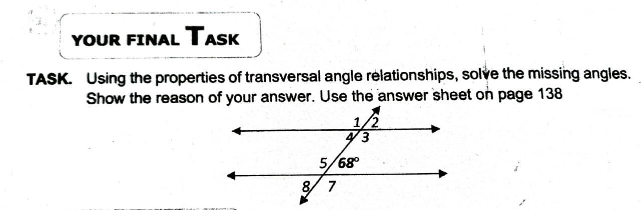 Topic: Lines and Angle Pairs in Transversal Line