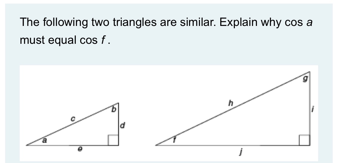 The following two triangles are similar. Explain