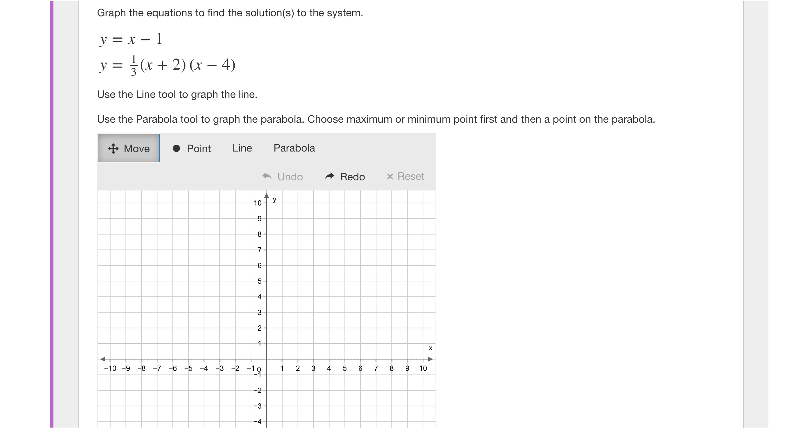 Graph the equations to find the solution(s) to