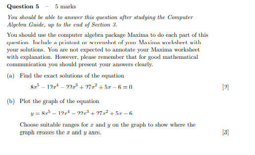 Question 5 - 5 marks You should be able to answer