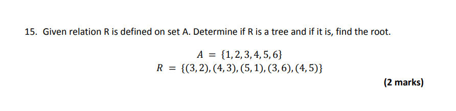 15. Given relation R is defined on set A.