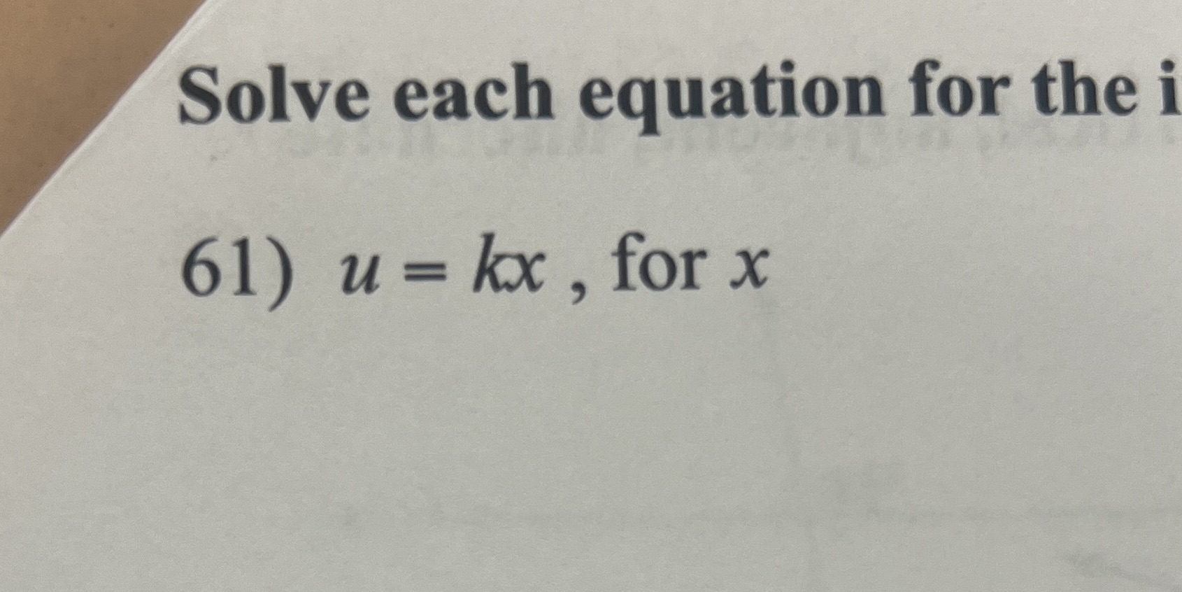 Solve equation for the indicated variable \f