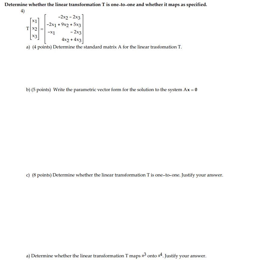 Linear Algebra: \fFind the standard matrix of the