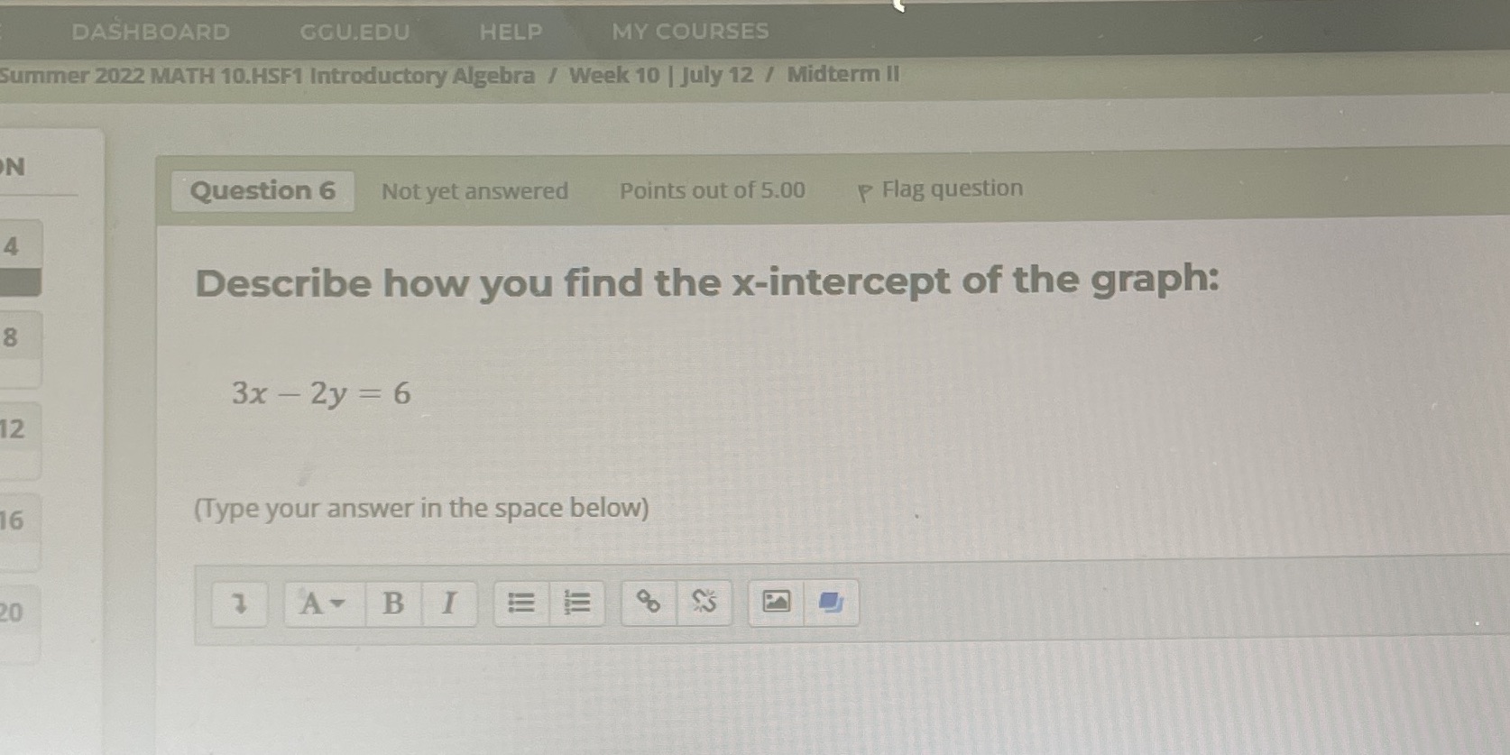 DASHBOARD GGU.EDU HELP MY COURSES Summer 2022