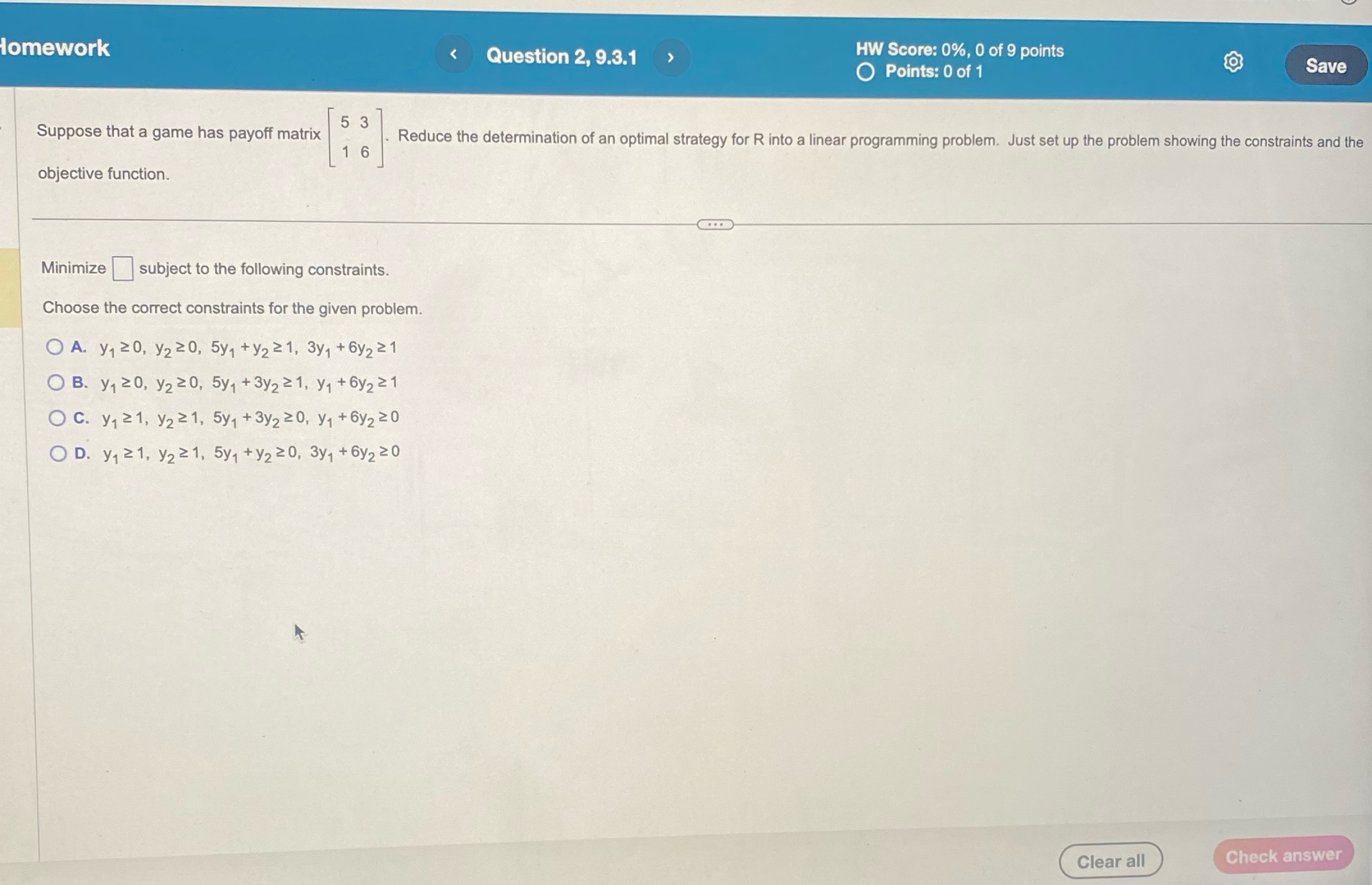 solve Homework < Question 2, 9.3.1  style=