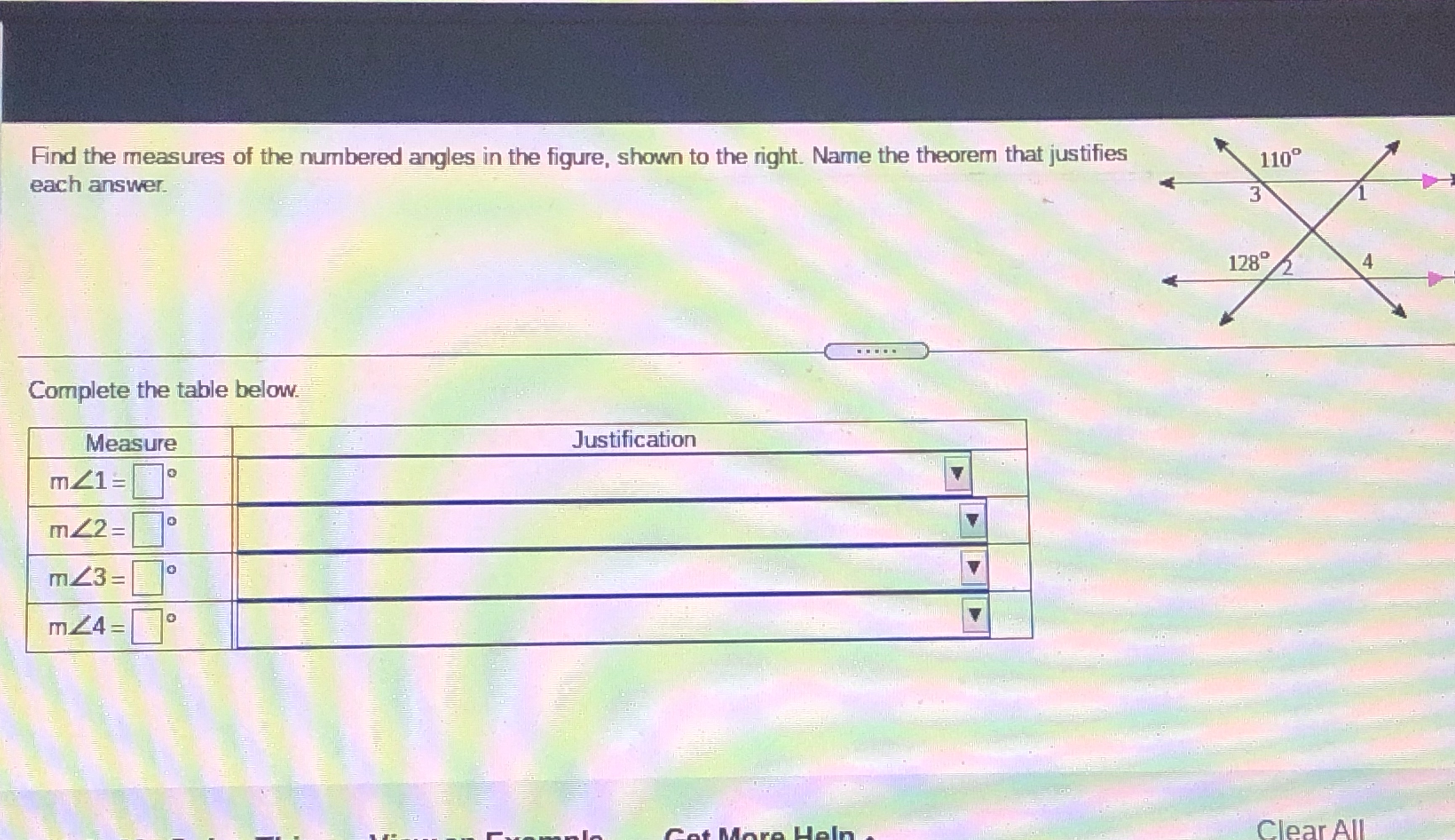 Find the measures of the numbered angles in the