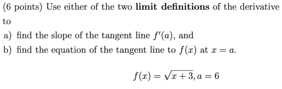 (2 points) Find the slope of the secant line