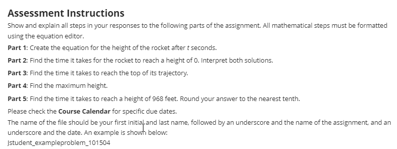 Scenario The height in feet. of an object shot