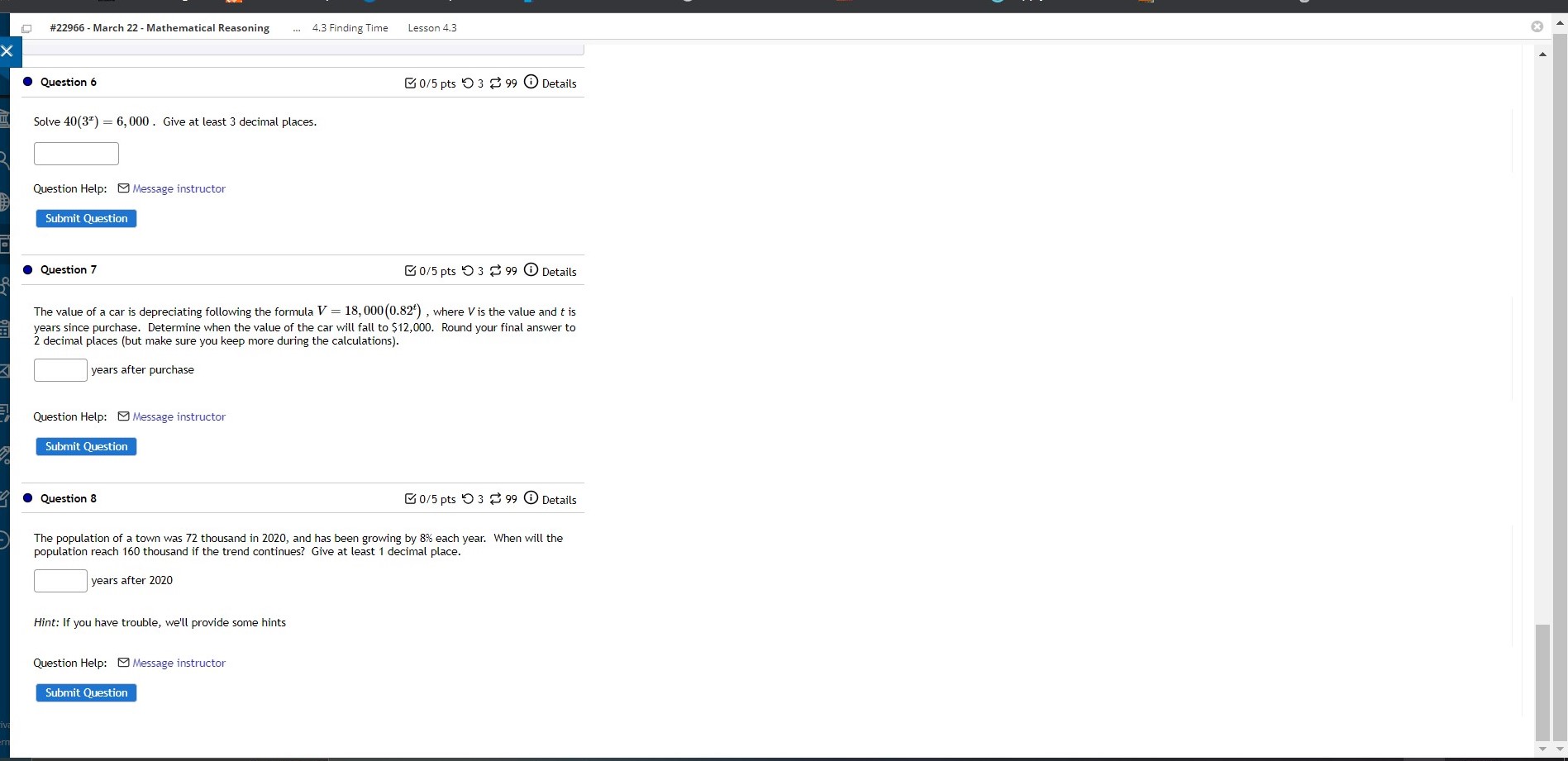There are 3 questions here thanks This property