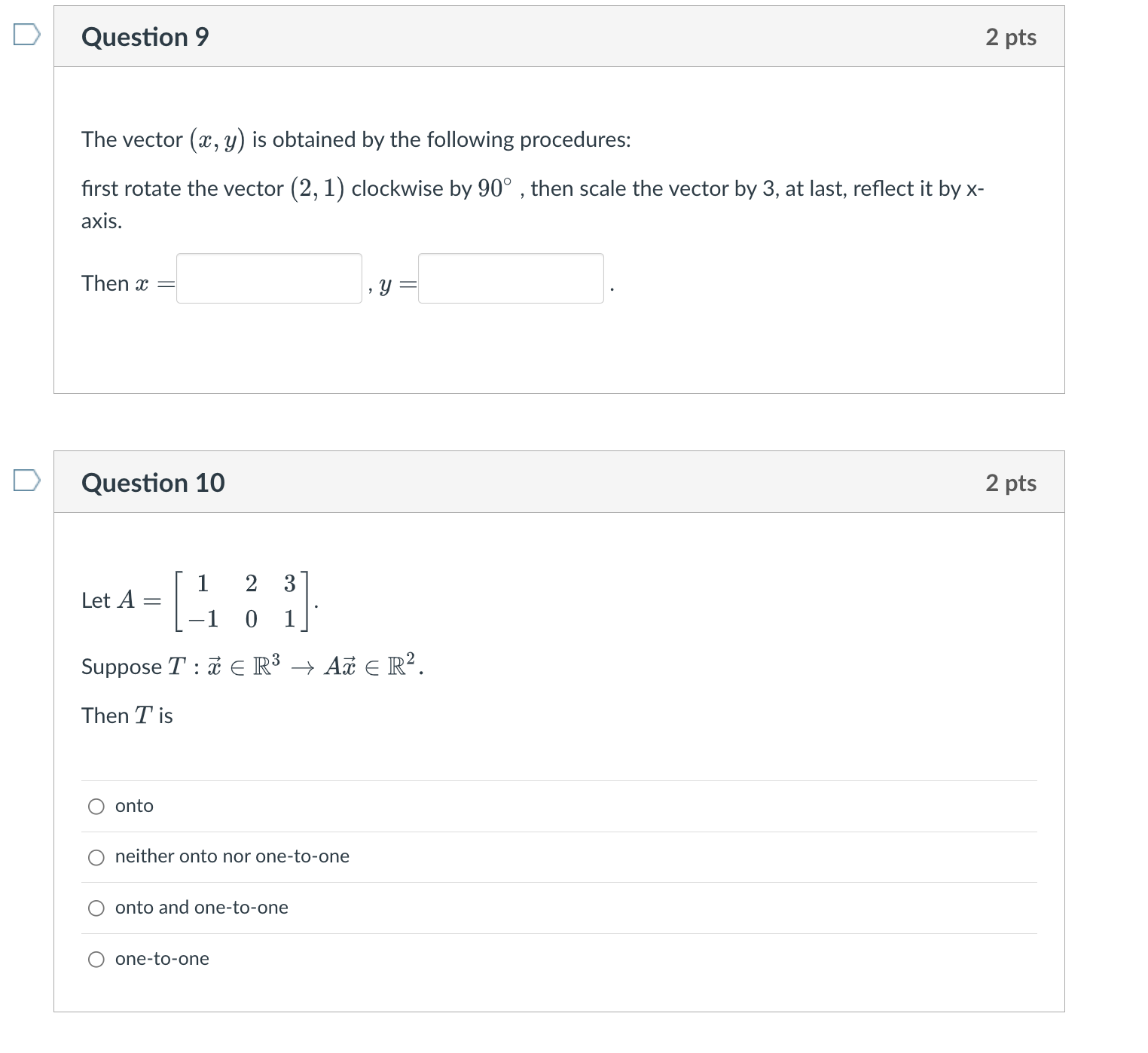 D Question 7 1 pts Suppose {v1, 72, . . . , Un }