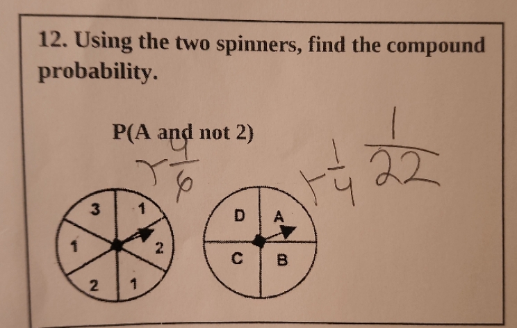 Using the two spinners, find the compound