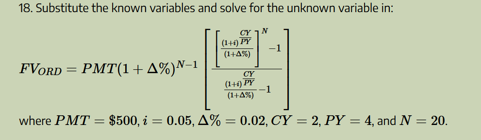 18. Substitute the known variables and solve for