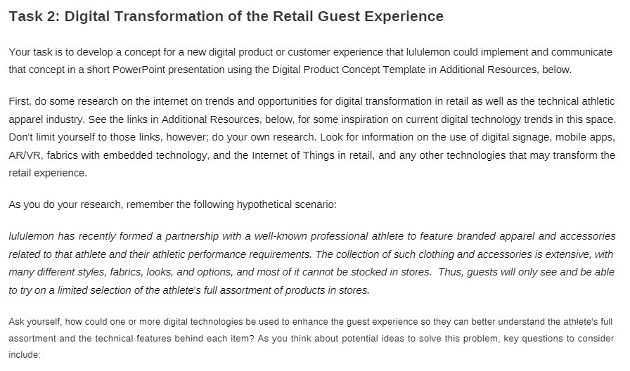 Task 2: Digital Transformation of the Retail