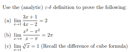 Use the (analytic) #-6 definition to prove the