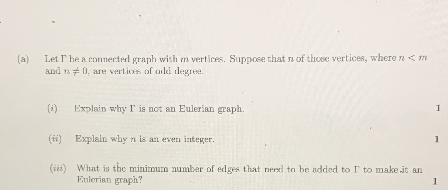 (a) Let I be a connected graph with m vertices.