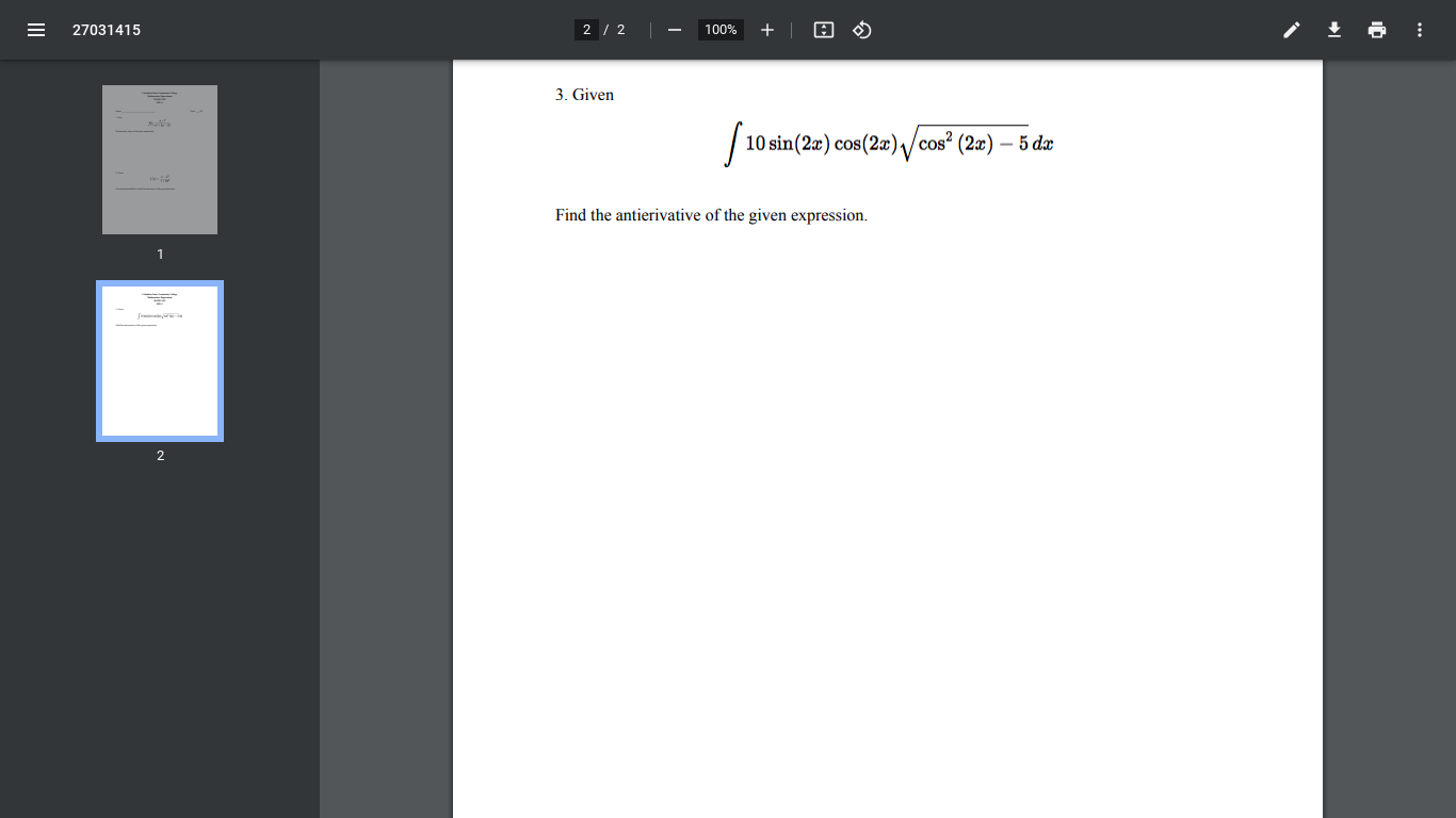 E 27031256 1 / 2 100% + 1. Give x + 4x -12 9 (2)