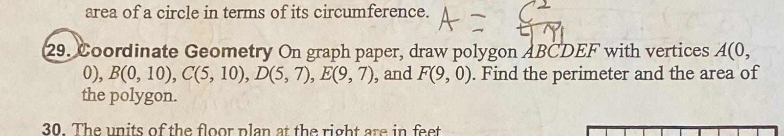 Help with 29 area of a circle in terms of its