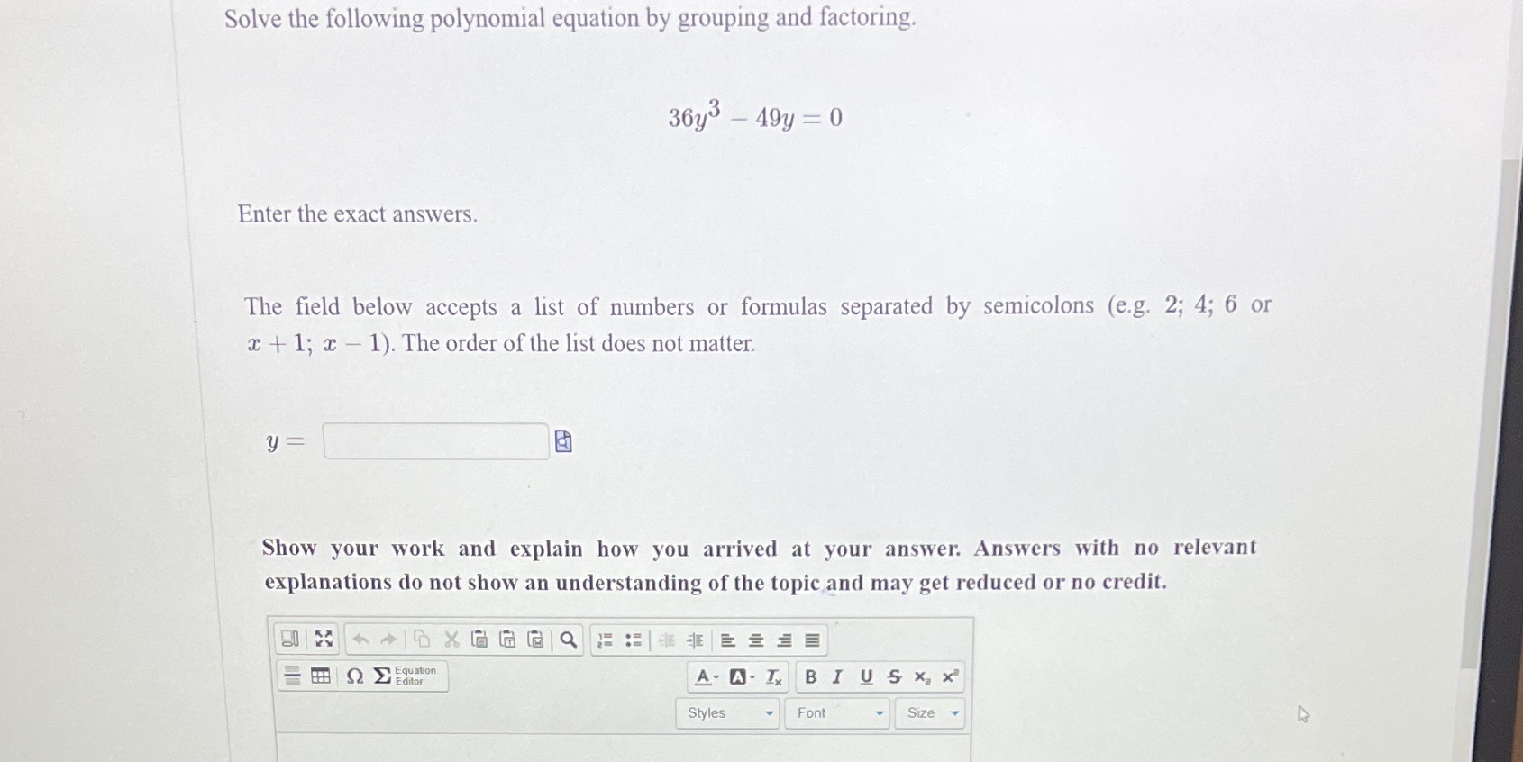 Solve the following polynomial equation by