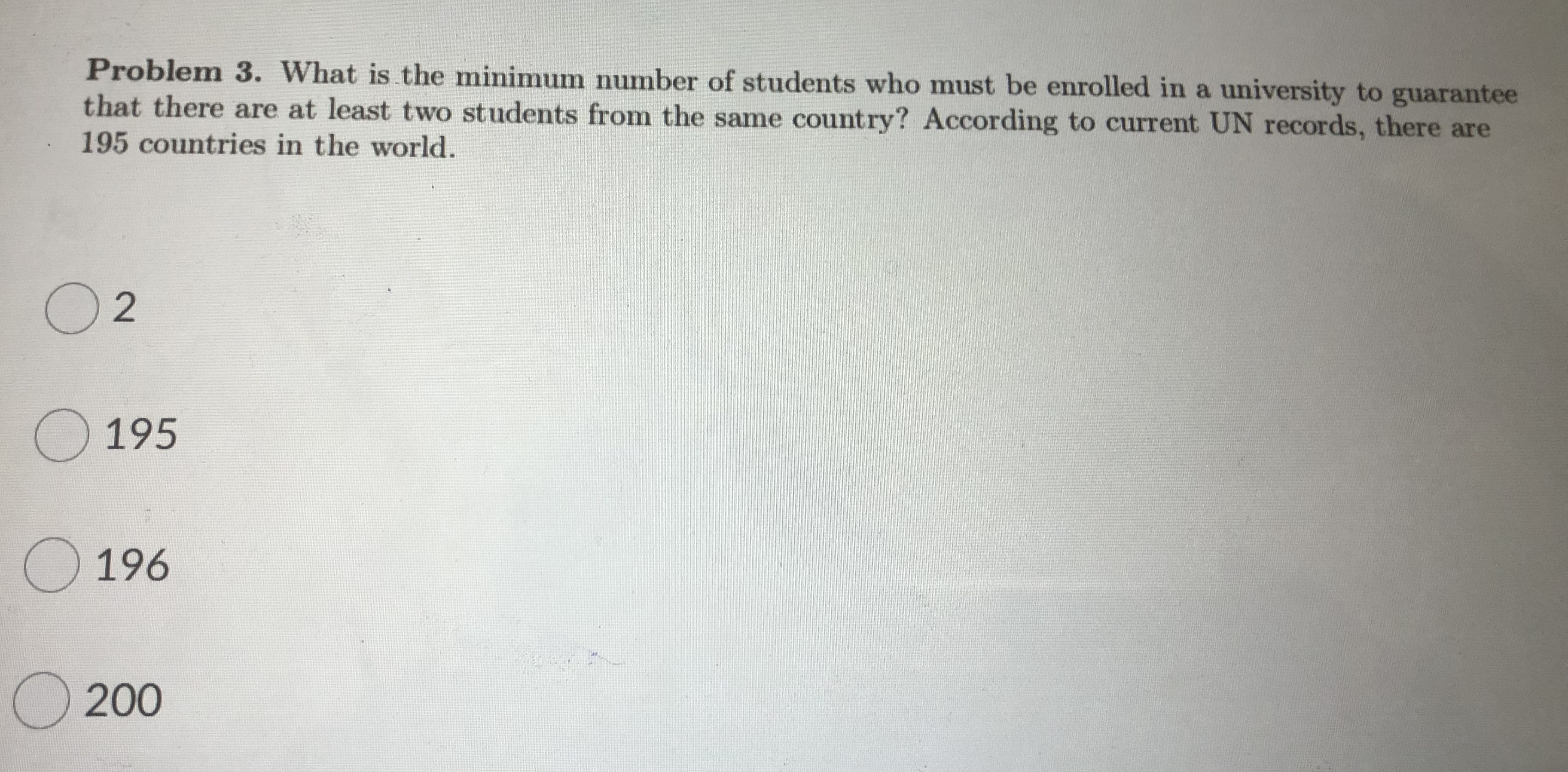 Problem 3. What is the minimum number of students