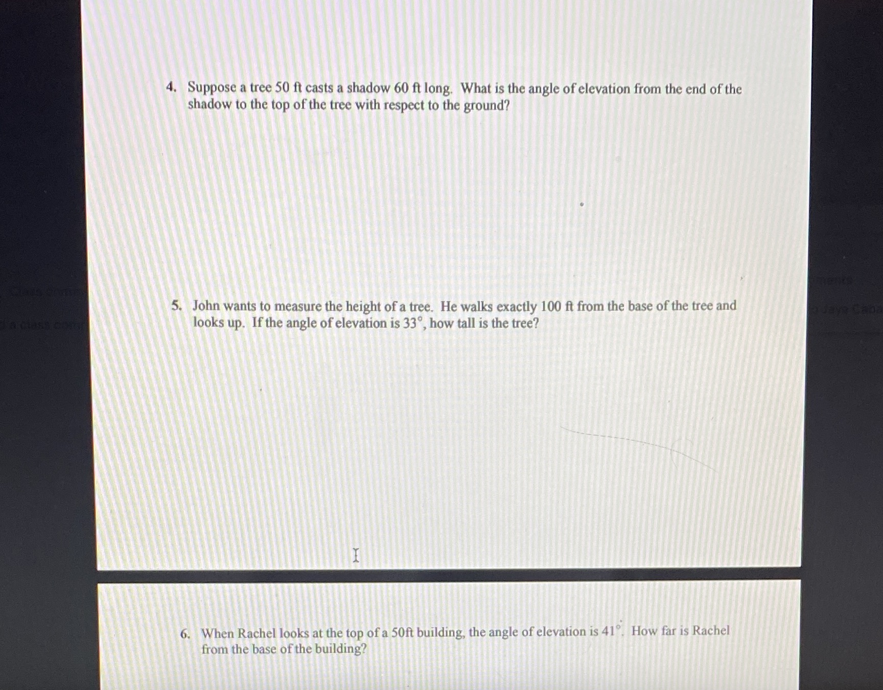 trigonometry word problems (solve for x) 4.