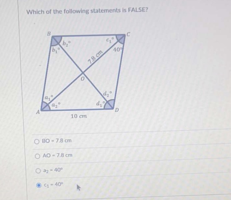 Which of the following statements is FALSE? B C