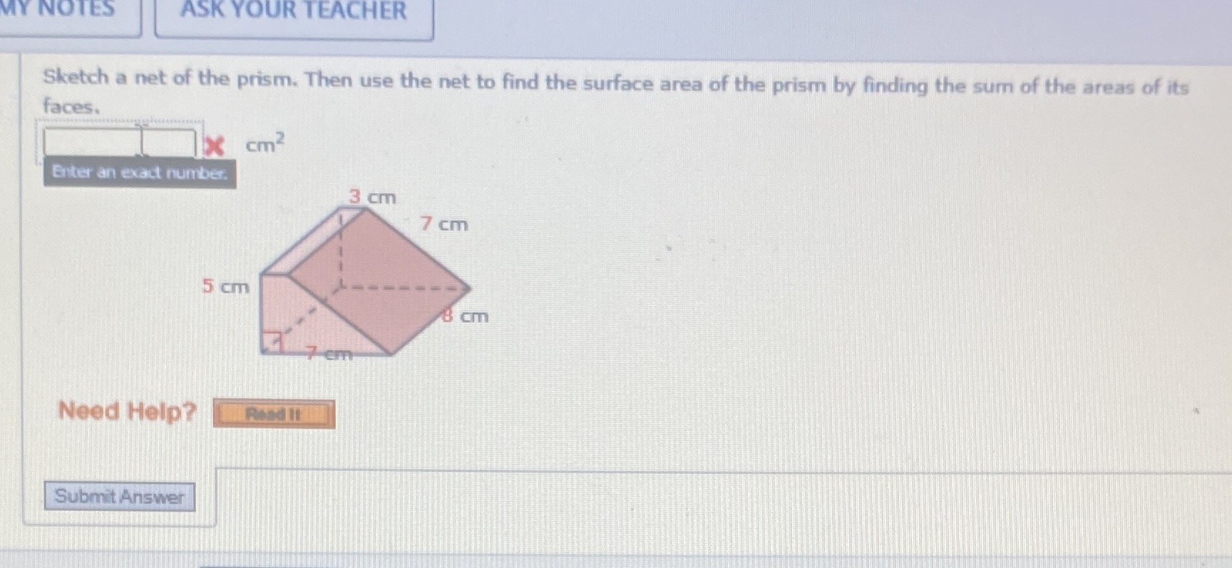 MY NOTES ASK YOUR TEACHER Sketch a net of the