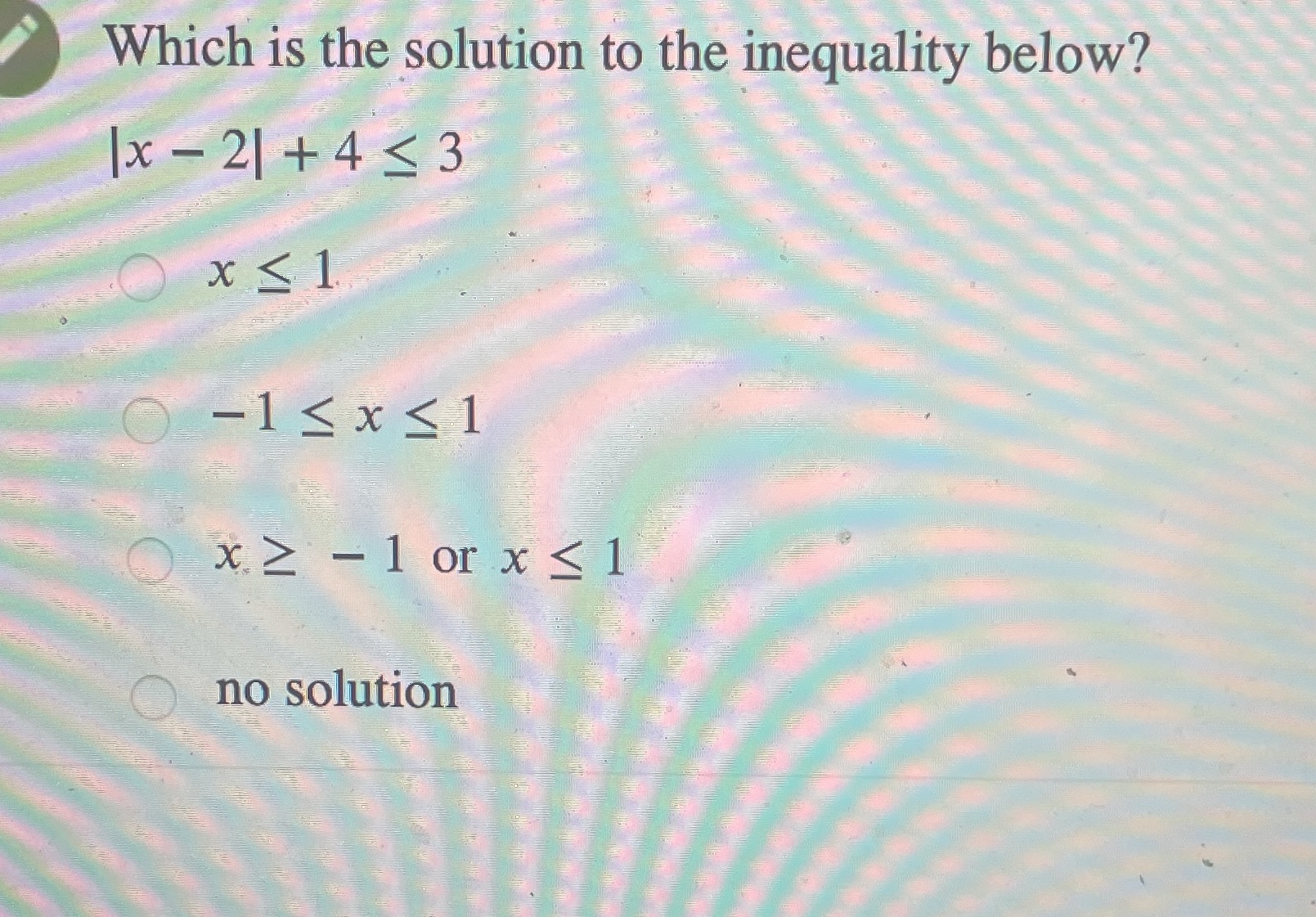Which is the solution to the inequality below? |x