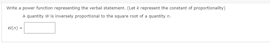 Write a power function representing the verbal