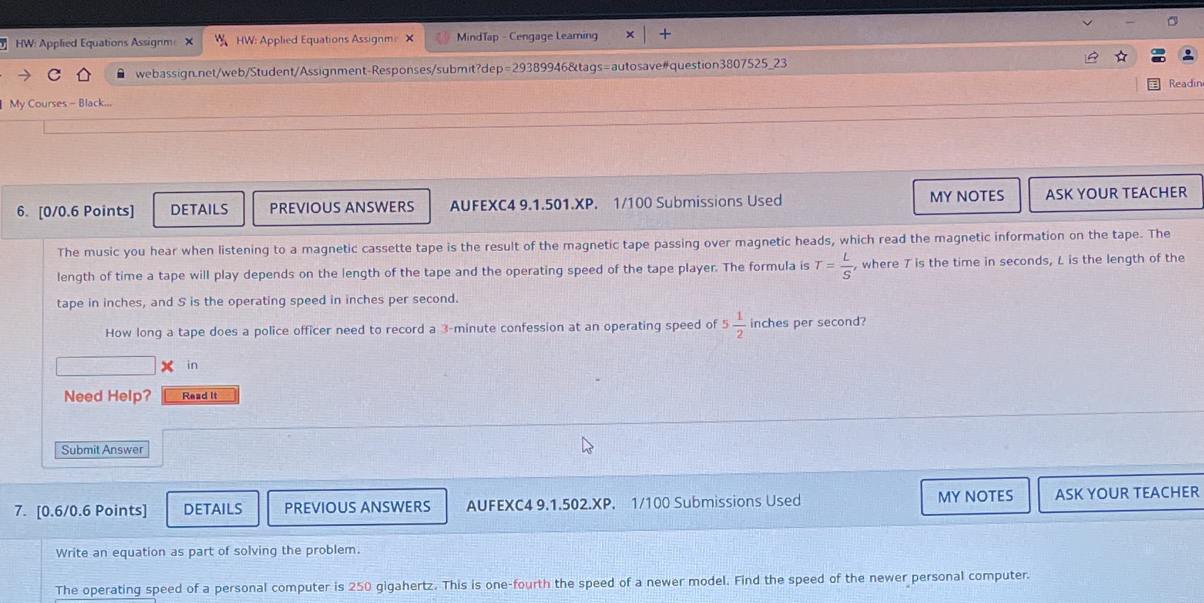 HW: Applied Equations Assignme x W. HW: Applied