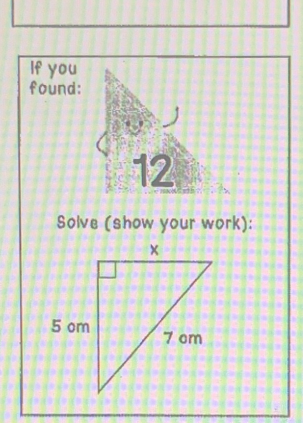 Work I need help on 8 If you found: 12 Solve