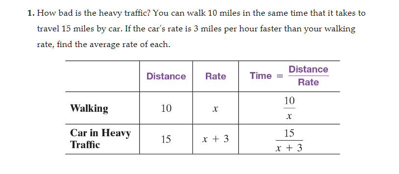 Use rational equations to solve. Each exercise is
