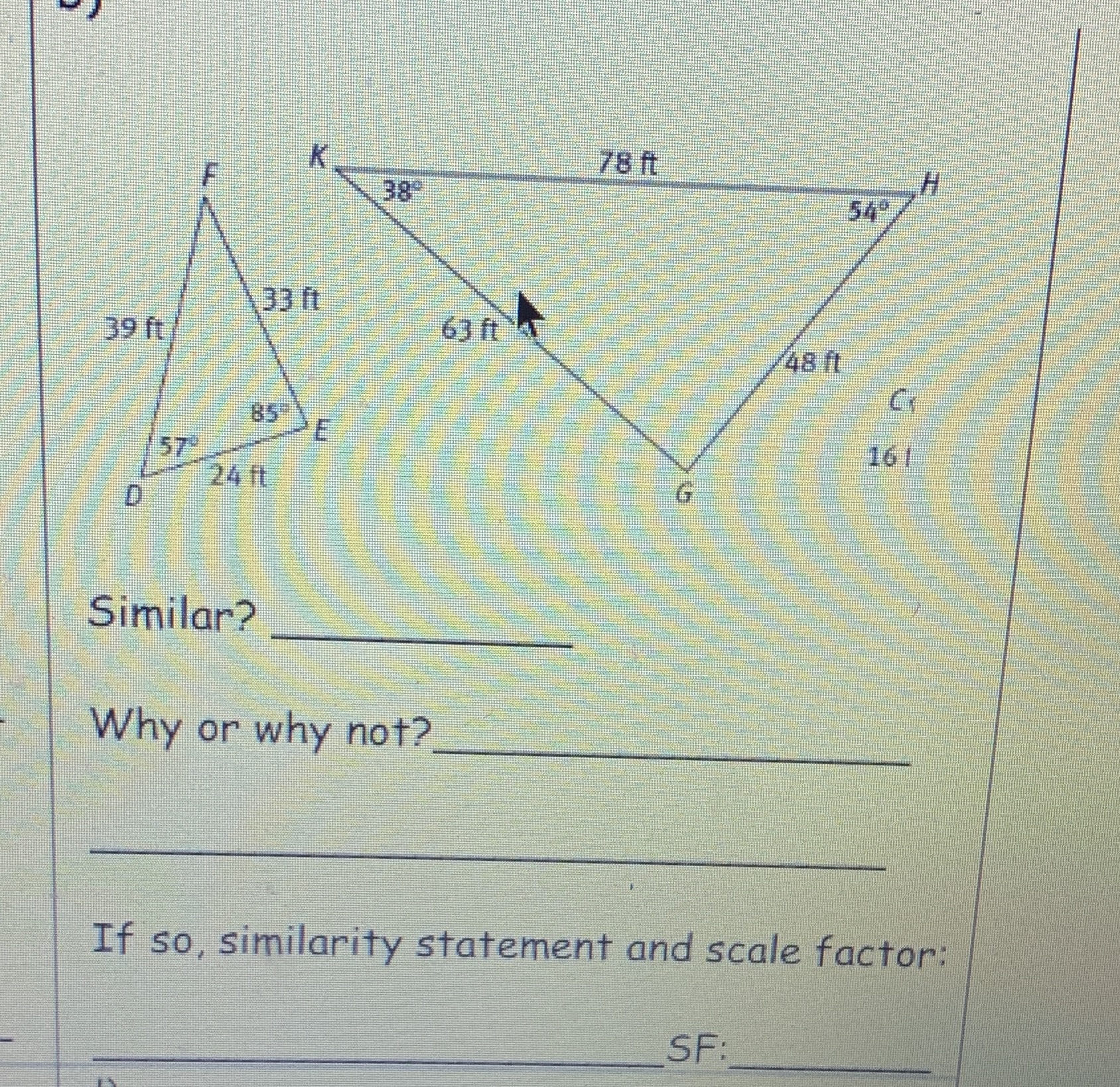thank you please help K 78 ft 38- 33 ft 39 ft 63