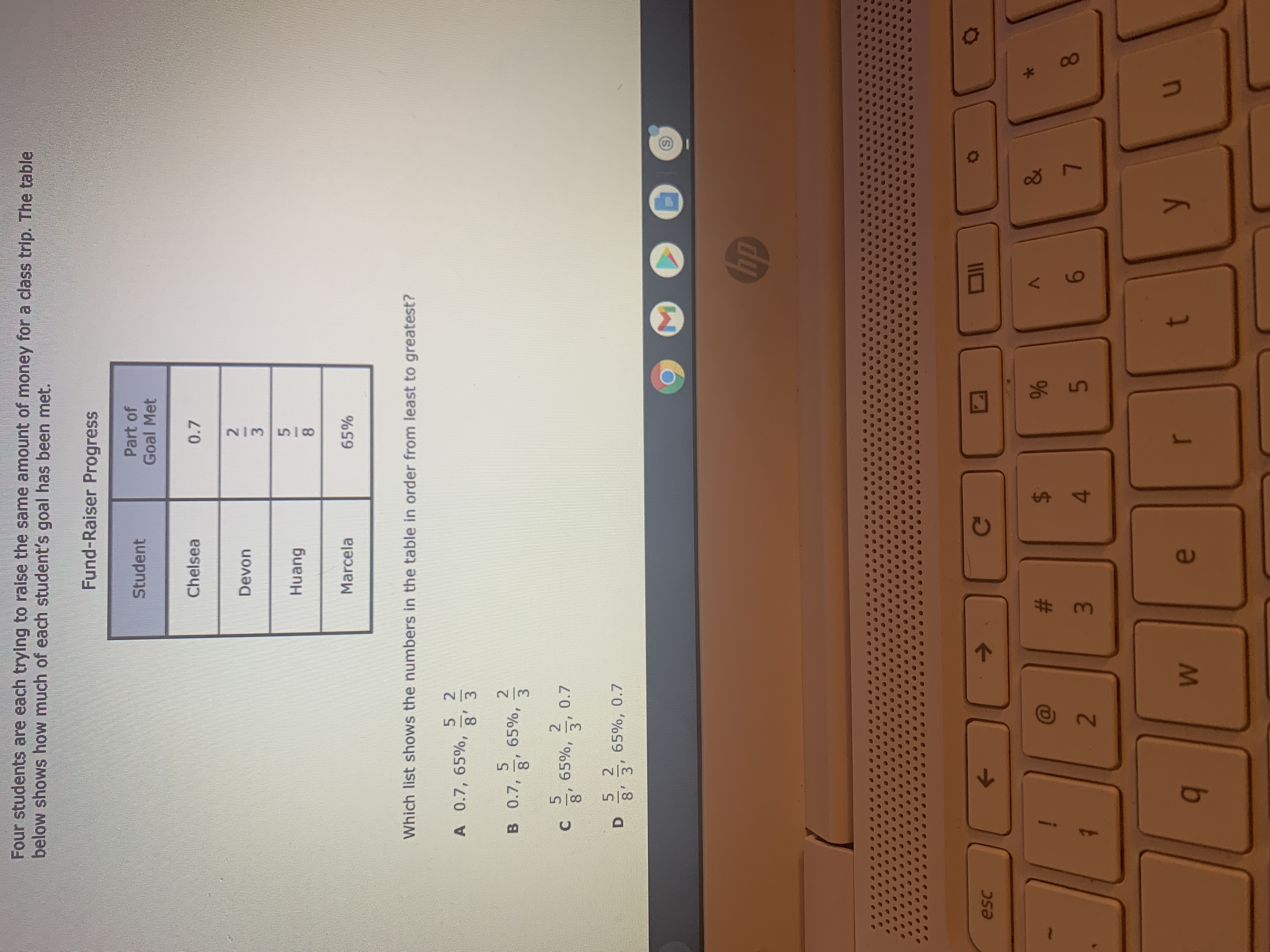 Four students are each trying to raise the same