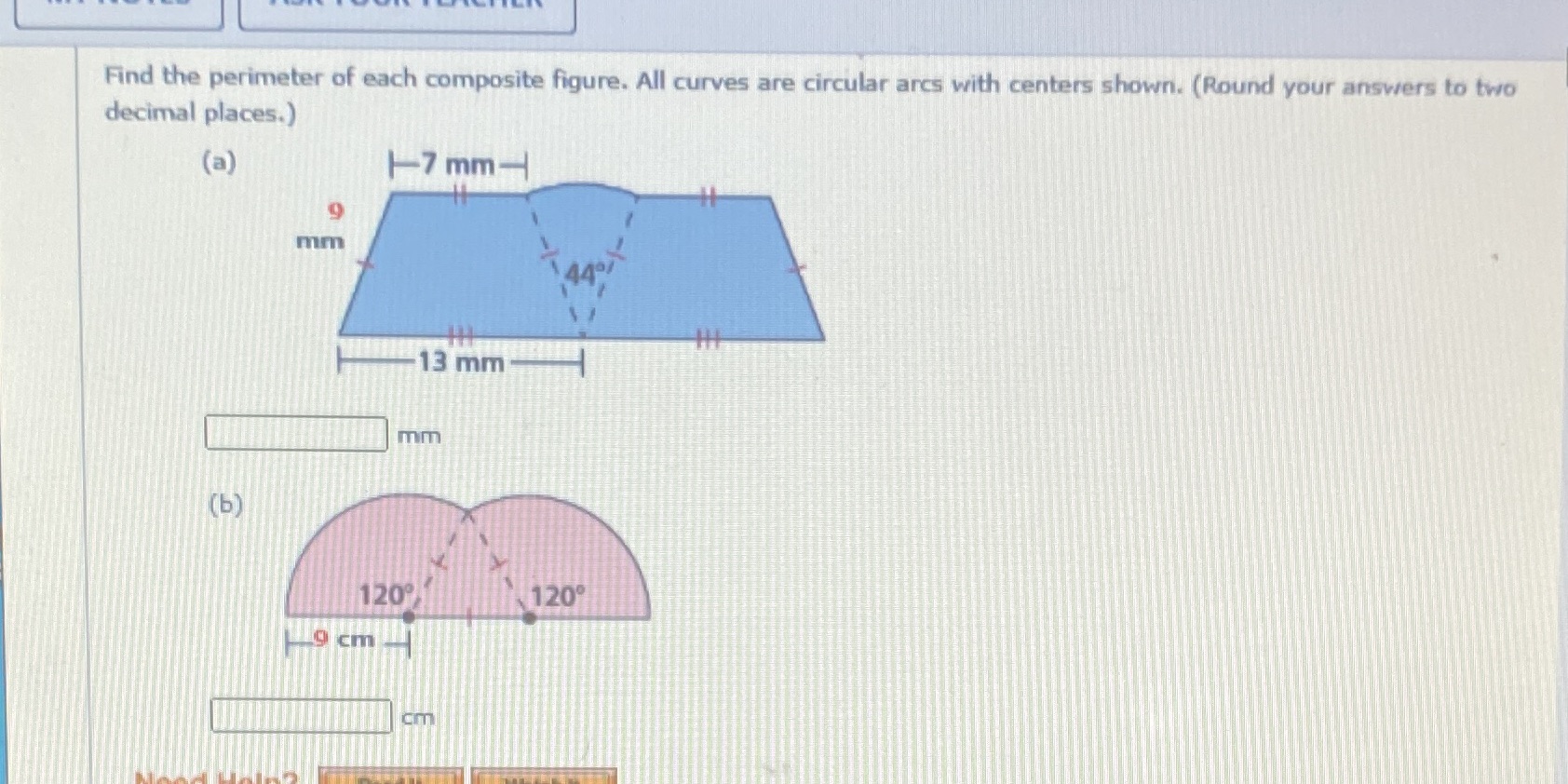 Find the perimeter of each composite figure. All