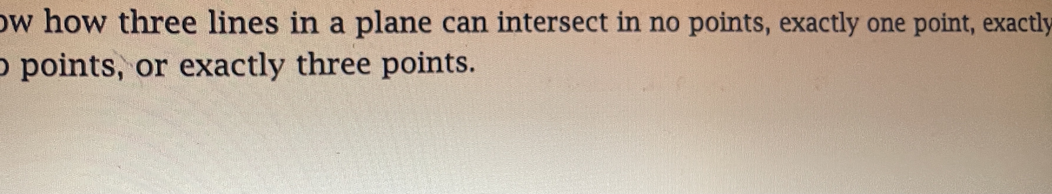 w how three lines in a plane can intersect in no