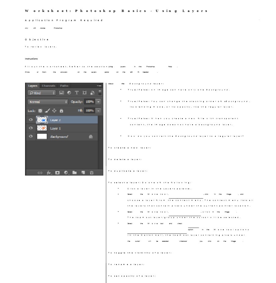 Works et: Photoshop Basic sin Layer Application