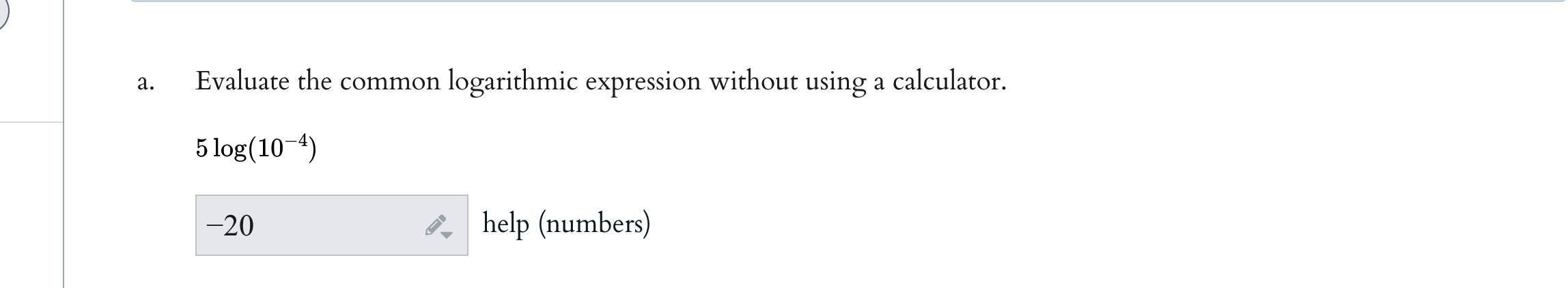 3. Evaluate the common logarithmic expression