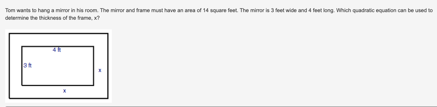 Torn wants to hang a mirror in his room. The