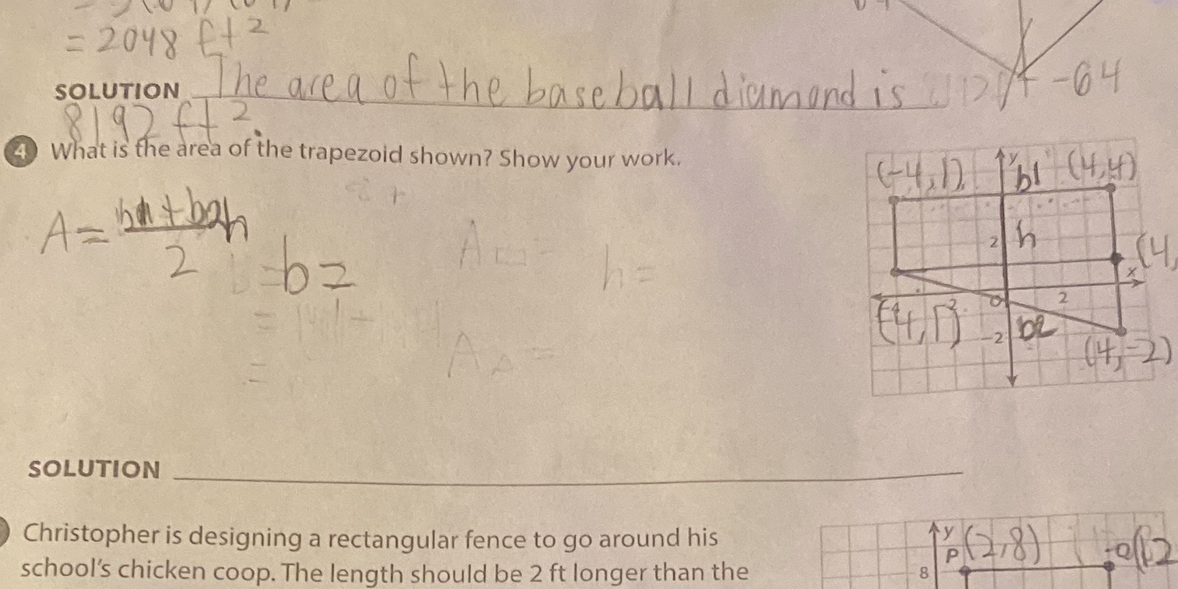 Finding are of a trapezoid = 2048 f+ 2 SOLUTION