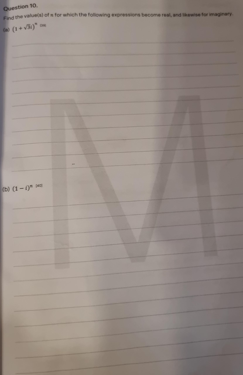 Question 10. (2) (1 + V3i)" tag) Find the