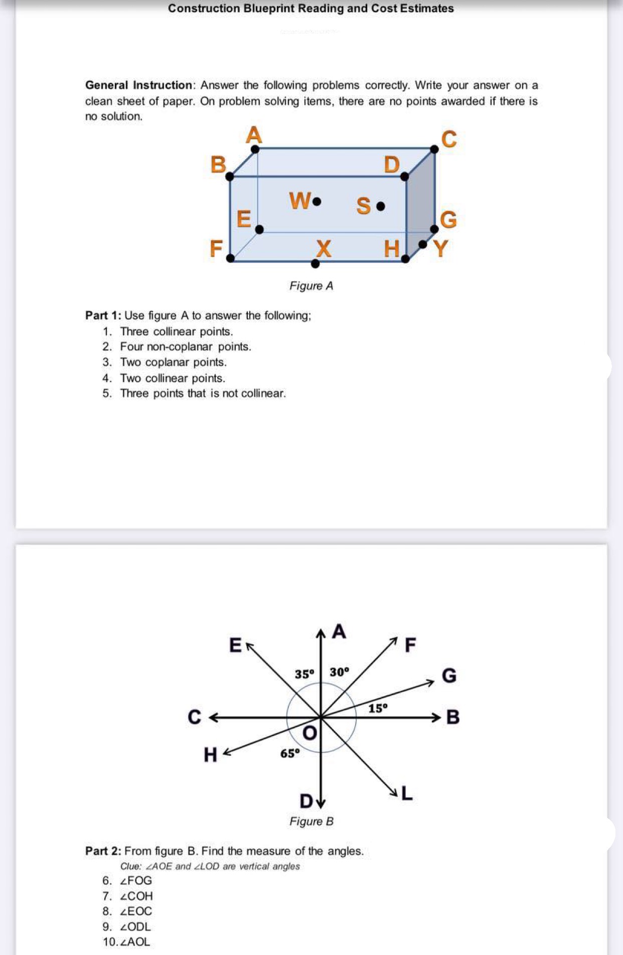 Answer the following Construction Blueprint